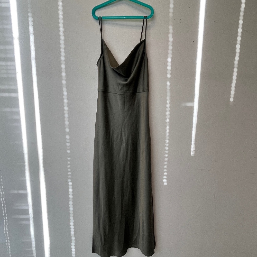 Taylor || Size 8 || Sage Satin Slip Dress
